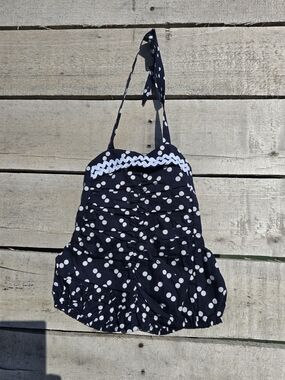 Adorable Navy Polka Dot Halter One-Piece Bodysuit for Kids
